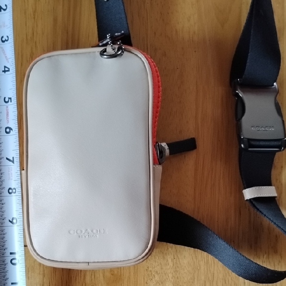 Coach Men's Multi Function Phone Bag in Cream and Red - Picture 2 of 5